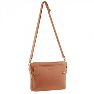 Apricot Pierre Cardin Leather Crossbody Bag | 8463-JFQAH