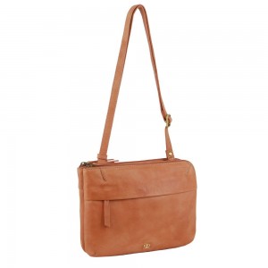 Apricot Pierre Cardin Leather Crossbody Bag | 7215-HAJRE