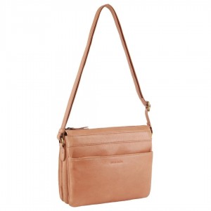 Apricot Pierre Cardin Leather Crossbody Bag | 4538-DVEMA