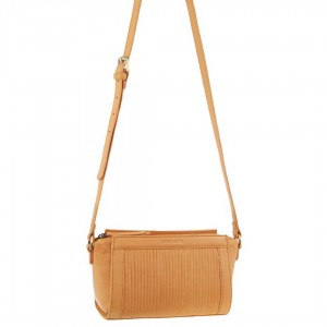 Apricot Pierre Cardin Leather Pleated Design Crossbody Bag | 9018-OEXZK