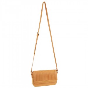 Apricot Pierre Cardin Leather Pleated Design Crossbody Bag | 4238-OAUZW