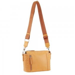 Apricot Pierre Cardin Leather Square Crossbody Bag | 8694-PTMOE