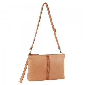 Apricot Pierre Cardin Leather Wristlet Crossbody Bag | 4923-FUPKH