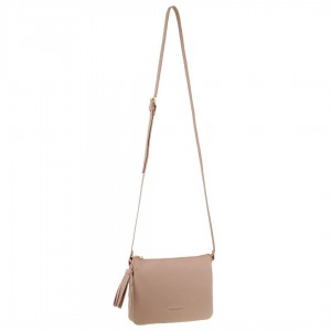 Beige Pierre Cardin Leather Crossbody Bag | 2503-IELQA