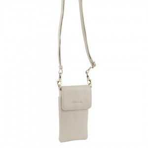 Beige Pierre Cardin Leather Phone Cross-Body Bag | 0753-FQMKY