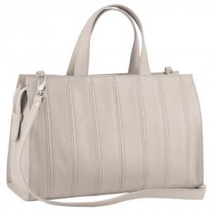 Beige Pierre Cardin Leather Stitch-design Tote Bag | 7462-SHJNB