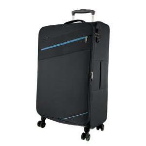 Black Pierre Cardin 68cm MEDIUM Soft Shell Suitcase | 4703-QVLJG