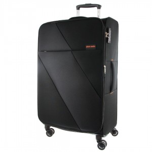 Black Pierre Cardin 78cm LARGE Soft Shell Suitcase | 5706-UQDEA