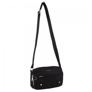 Black Pierre Cardin Anti-Theft Cross Body Bag | 0972-ERYWQ