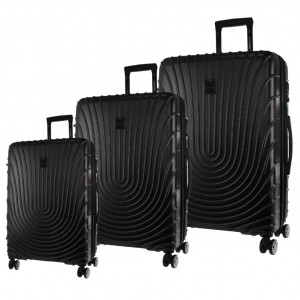 Black Pierre Cardin Hard Shell 3-Piece Luggage Set | 2974-HGDLN