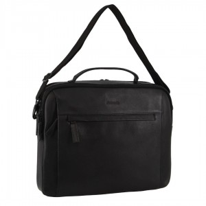 Black Pierre Cardin Italian Leather Computer Bag | 6739-MDWYX