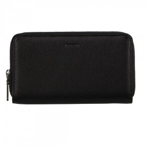 Black Pierre Cardin Italian Leather Double Zip Wallet | 5291-HTNCQ