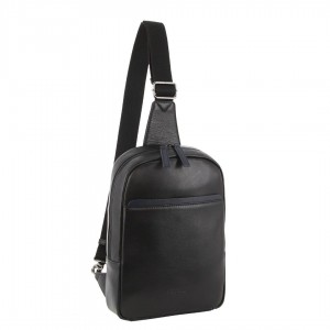 Black Pierre Cardin Leather 3-Way Sling Bag | 2683-OEJWT