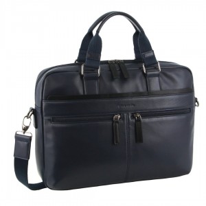 Black Pierre Cardin Leather Business Computer Bag | 8051-CFQGK