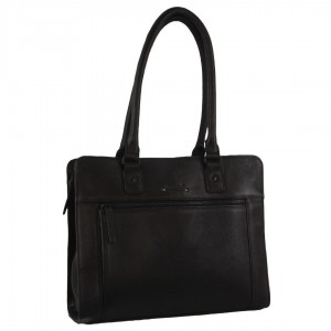 Black Pierre Cardin Leather Computer Tote Bag | 3270-XKZBT