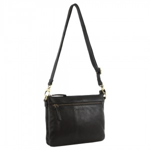 Black Pierre Cardin Leather Crosbody Bag | 3015-LDEUI