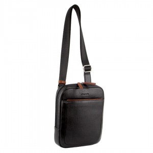 Black Pierre Cardin Leather Cross-Body Bag | 1926-ISPYG