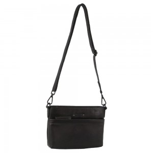 Black Pierre Cardin Leather Cross-Body Bag | 1829-AOXHB