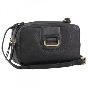 Black Pierre Cardin Leather Cross-Body Clutch | 2971-DIQTM