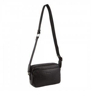 Black Pierre Cardin Leather Crossbody Bag | 8467-GPXHY