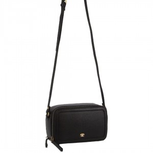 Black Pierre Cardin Leather Crossbody Camera Bag | 8493-BMGYS