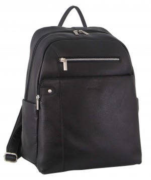 Black Pierre Cardin Leather Laptop Business Backpack | 5830-DOJZL