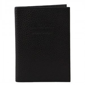 Black Pierre Cardin Leather Passport Wallet Cover | 9815-XFJMR