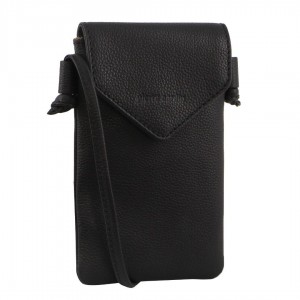 Black Pierre Cardin Leather Phone Bag | 8706-WONIS