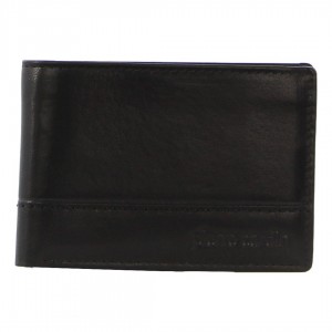 Black Pierre Cardin Leather Slimline Bi-Fold Wallet | 1457-FLSKB