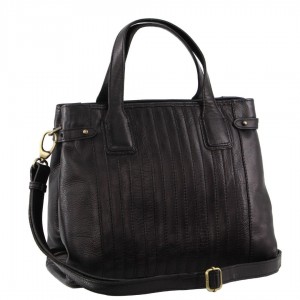 Black Pierre Cardin Leather Stitch-design Tote Bag | 7316-SUWRO