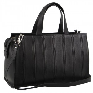 Black Pierre Cardin Leather Stitch-design Tote Bag | 5728-TUJYW