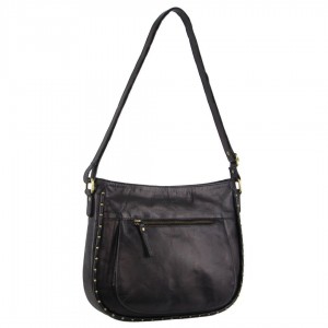 Black Pierre Cardin Leather Stud Detail Cross-body Bag | 4798-JNOCA