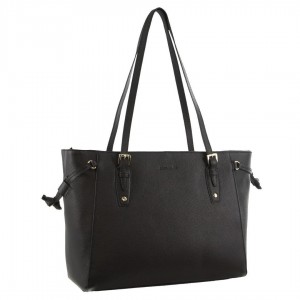 Black Pierre Cardin Leather Tote Bag | 4920-FAJDQ