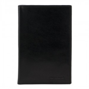 Black Pierre Cardin Leather Travel Passport Wallet | 2496-DBTFR