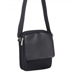 Black Pierre Cardin Nylon with Leather Trim Travel Bag | 4812-IXODZ