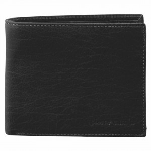 Black Pierre Cardin Rustic Leather Bi-Fold Wallet | 4097-YSMNZ