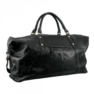 Black Pierre Cardin Rustic Leather Business Overnight Bag | 5961-BXGPM