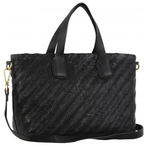 Black Pierre Cardin Woven Embossed Leather Tote Bag | 0945-QKDMH