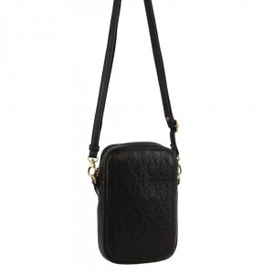 Black Pierre Cardin leather Textured Design Phone Bag | 6079-EYWQP