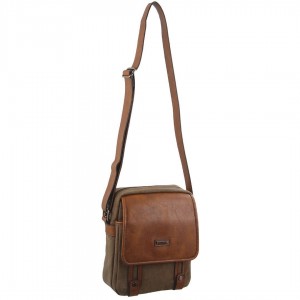 Brown Pierre Cardin Canvas Cross Body Bag | 2409-XKIVW