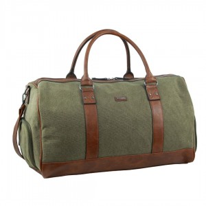 Brown Pierre Cardin Canvas Overnight Duffle Bag | 2706-QWIZB