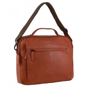 Brown Pierre Cardin Italian Leather Computer Bag | 2631-DSVQJ