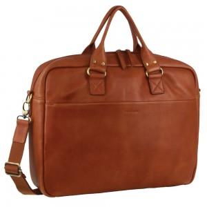 Brown Pierre Cardin Italian Leather Computer Bag | 3947-FVBHS