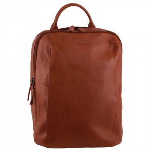 Brown Pierre Cardin Leather Business Laptop Backpack | 5023-EVGXS