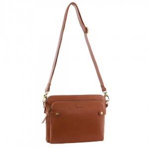 Brown Pierre Cardin Leather Crossbody Bag | 2356-OUSHC