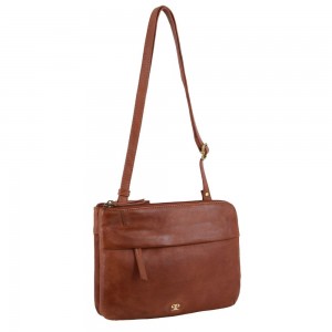 Brown Pierre Cardin Leather Crossbody Bag | 1032-GKZVU