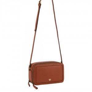 Brown Pierre Cardin Leather Crossbody Camera Bag | 3169-TXNUD