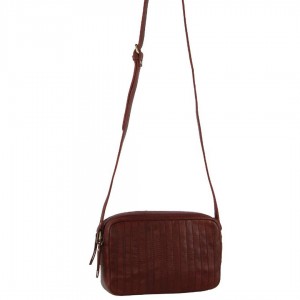 Brown Pierre Cardin Leather Double Zip Bag | 0542-CNPXL