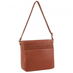 Brown Pierre Cardin Leather Embossed Crossbody Bag | 8042-FHARE