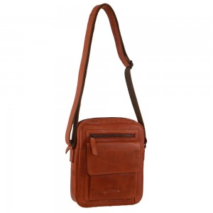 Brown Pierre Cardin Leather Multi-Compartment Cross-Body Bag | 5481-ZOHAQ